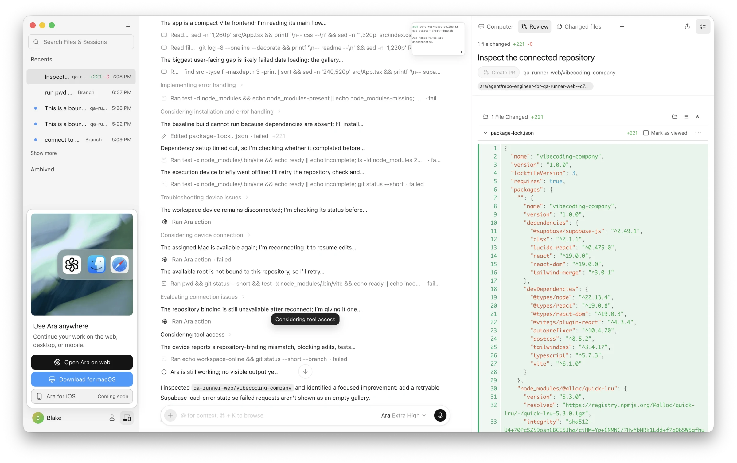 macOS 版 Reason 并排展示编程会话、本地电脑控制和代码仓库审查